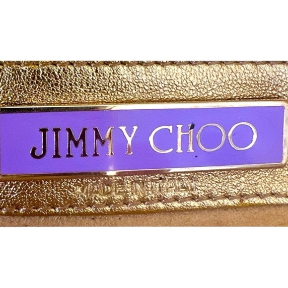 Jimmy Choo Metallic Gold Snakeskin Leather Tulita Pochette Bag - Picture 14 of 14